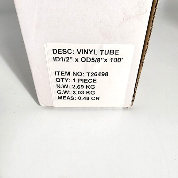 1/2" ID 5/8" OD Clear Vinyl Tubing 100 Roll 45 PSI Working Pressure - Picture 4 of 8